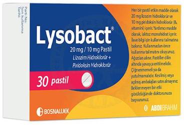 LYSOBACT 20 MG+10 mg pastil kutu görseli
