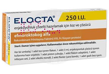 ELOCTA 250 IU IV enjeksiyonluk çözelti hazırlamak için toz ve çözücü kutu görseli