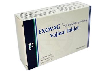 EXOVAG 750mg/200mg/100 mg vaginal tablet (7 tablet) { } kutu görseli