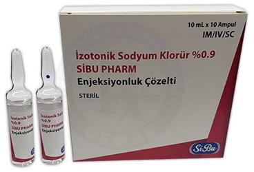 izotonik Sodyum Klorür %0.9 SIBU PHARM enjeksiyonluk çözelti (10 ampül) kutu görseli