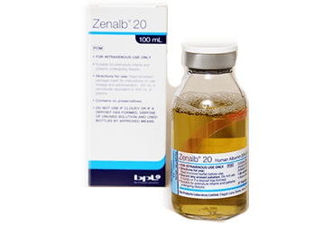 ZENALB %20 50 ml IV infüzyon için DUSUK TUZLU solüsyon içeren 1 flakon kutu görseli