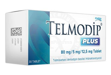 TELMODIP PLUS 80 mg / 5 mg / 12 5 mg tablet (30 tablet) kutu görseli
