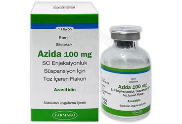 AZIDA 100 mg SC enjeksiyonluk süspansiyon için toz içeren flakon kutu görseli