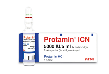 PROTAMIN ICN 5000 IU/5 ml IV kullanım için enjeksiyonluk solüsyon içeren ampül kutu görseli