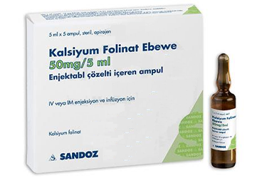 KALSIYUM FOLINAT EBEWE 50 mg/5 ml enj. çöz. içeren 5 ampül kutu görseli