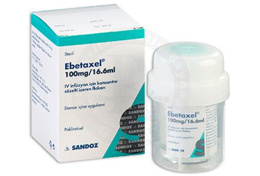 EBETAXEL EBEWE 100mg/16.6ML IV inf. için kon.çöz.içeren flakon kutu görseli