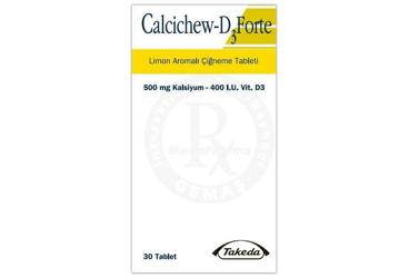 CALCI CHEW D3 FORTE limon aromalı 30 çiğneme tableti kutu görseli