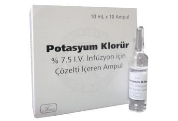 potasyum klorür %7.5 IV infüzyon için çözelti içeren 10 ampül kutu görseli