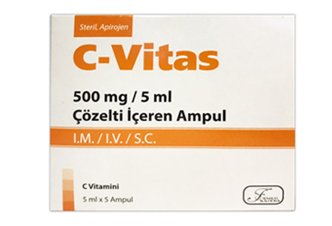 C-VITAS 500 mg/5 ml çözelti içeren 5 ampül kutu görseli
