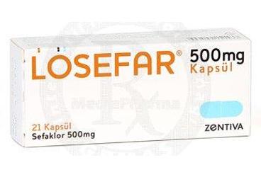LOSEFAR 500 mg 21 kapsül kutu görseli