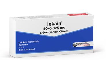 IEKAIN 40 mg/0.025mg 2 ml 20 ampül kutu görseli