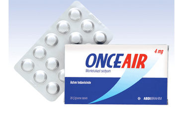 ONCEAIR 4 mg 84 çiğneme tablet kutu görseli