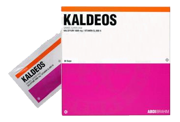 KALDEOS 1000 mg/880 IU granül içeren 30 saşe kutu görseli