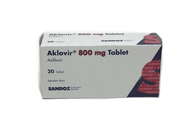 AKLOVIR 800 mg 20 tablet kutu görseli
