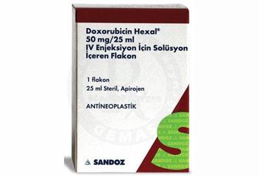 DOXORUBICIN HEXAL 50 mg/25 ml enjeksiyon için solüsyon içeren 1 flakon kutu görseli