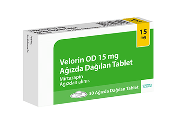 VELORIN OD 15 mg ağızda dağılan 30 tablet kutu görseli