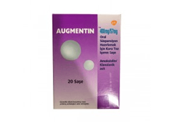 AUGMENTIN 400 mg/57 mg oral süspansiyon hazırlamak için kuru toz 10 saşe kutu görseli