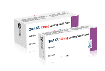 QUET XR 150 mg uzatılmış salınımlı 60 tablet kutu görseli