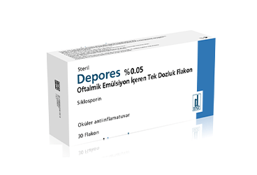 DEPORES %0.05 oftalmik emülsiyon içeren tek dozluk 30 flakon kutu görseli