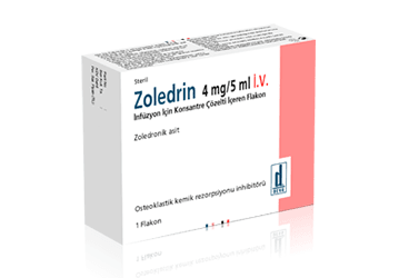 ZOLEDRIN 4 mg/5 ml IV infüzyon için konsantre çözelti içeren flakon kutu görseli