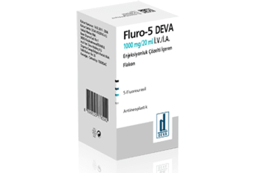 FLURO-5 DEVA 1000 mg/20 ml IV/IA enjeksiyonluk çözelti içeren flakon kutu görseli