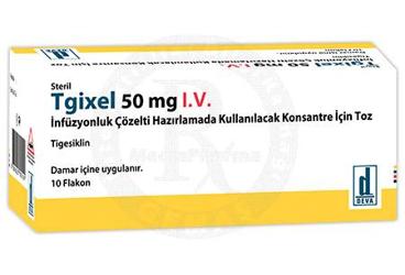TGIXEL 50 mg I.V infüzyonluk çözelti hazırlamada kullanılacak konsantre için toz kutu görseli