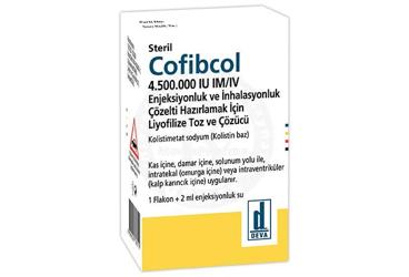 COFIBCOL 4.500.000 IU IM/IV enjeksiyonluk ve inhalasyonLUK çözelti hazırlamak için liyofilize toz ve çözücü (1 flakon) kutu görseli