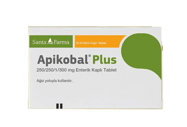 APIKOBAL PLUS 250/250/1/300 mg 50 enterik kaplı tablet kutu görseli