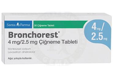 BRONCHOREST 4mg/2.5mg çiğneme tableti (30 adet) kutu görseli