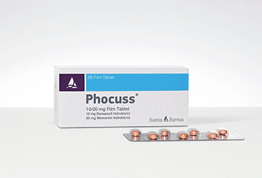 PHOCUSS 10 mg/20 mg 28 film kaplı tablet kutu görseli