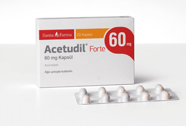 ACETUDIL 60 MG FORT 20 kapsül kutu görseli
