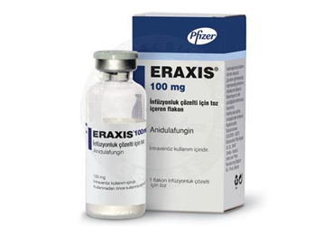 ERAXIS 100 mg inf. çöz. için toz içeren 1 flakon ve çözücü kutu görseli