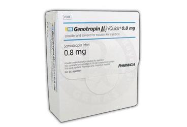GENOTROPIN MINIQUICK SC enjeksiyonluk çözelti için toz ve çözücü içeren 2.4 IU (0.8 MG) tek doz 7 enjektör kutu görseli