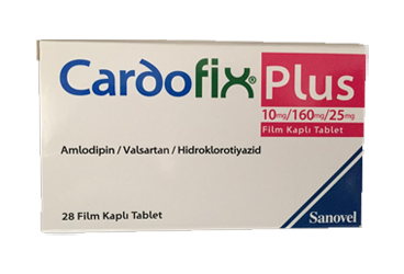 CARDOFIX PLUS 10/160/25 mg 28 film kaplı tablet kutu görseli