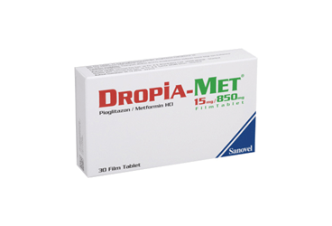 DROPIA-MET 15/850 mg 30 film kaplı tablet kutu görseli