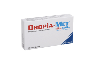 DROPIA-MET 15/500 mg 60 film kaplı tablet kutu görseli