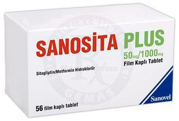 SANOSITA PLUS 50 mg/1000 mg film kaplı tablet (56 tablet) kutu görseli