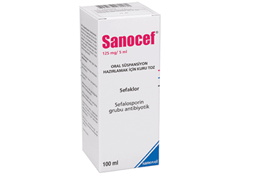 SANOCEF 125 mg/5 ml oral süspansiyon için kuru toz 100 ml kutu görseli