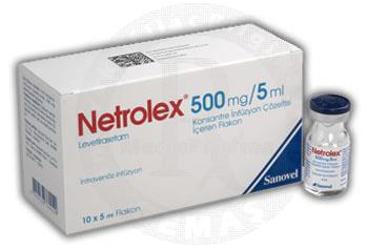 NETROLEX 500 mg/5 ml konsantre inf. çöz. içeren 10 flakon kutu görseli