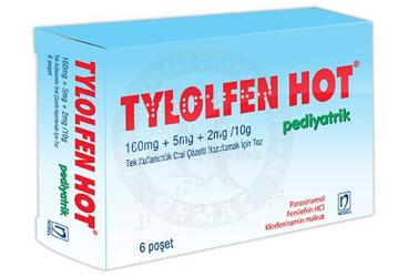 TYLOLFEN HOT pediyatrik 160 MG+5 MG+2 mg/10 G tek kullanımlık oral çözelti hazırlamak için toz (6ADET) kutu görseli