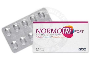 NORMOTRI FORT 10 mg/2.5 mg/8.14 mg film kaplı tablet kutu görseli