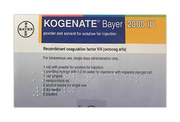 KOGENATE BAYER 2000 IU IV enjeksiyon için liyofilize toz içeren flakon+ kullanıma hazır enjektörde çözücü kutu görseli