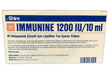 IMMUNINE 1200 IU/10 ml infüzyonluk çözelti için liyofilize toz içeren flakon { Ecz.Baxter } kutu görseli