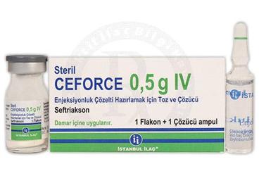 CEFORCE 0.5 G IV enjeksiyonluk çözelti hazırlamak için toz ve çözücü kutu görseli