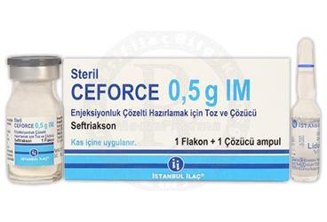 CEFORCE 0.5 G IM enjeksiyonluk çözelti hazırlamak için toz ve çözücü kutu görseli