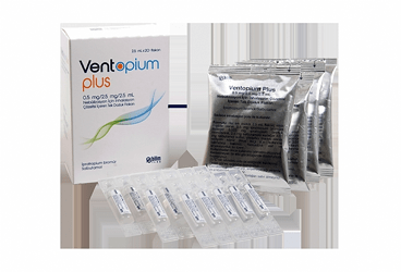 VENTOPIUM PLUS 05 mg/2.5 mg/2.5 ml nebulizasyon için tek dozluk inhilasyon çözeltisi içeren 20 flakon kutu görseli