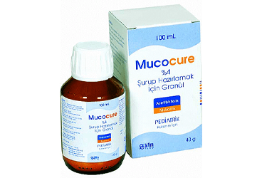 MUCOCURE % 4 şurup hazırlamak için 100 ml granül kutu görseli