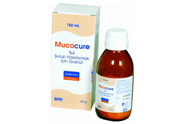 MUCOCURE % 4 şurup hazırlamak için 150 ml granül kutu görseli