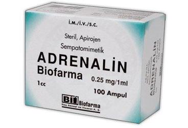 ADRENALIN BIOFARMA 0.25 mg/1 ml 100 ampül kutu görseli