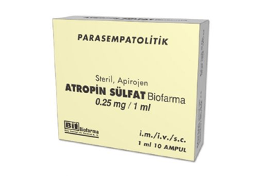 ATROPIN SULFAT BIOFARMA 0.25 mg/1 ml 10 ampül kutu görseli